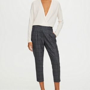 Aritzia Babaton Cohen Plaid Pant Cashmere Wool Blend Cropped Trouser Gray